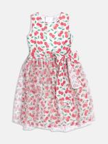 Vestido Infantil Laise Off White Bordado Cerejinhas Momi