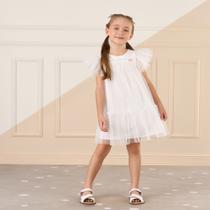 Vestido Infantil Lantejoulas Tule Branco Mon Sucré