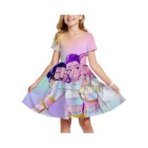 Vestido Infantil Leve Com Estampa De Desenho Animado Moda De Verão Vestido De Princesa De Poliéster