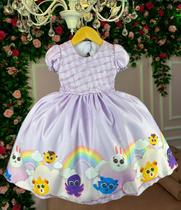 Vestido Infantil Lig Lig Lilás Pão de Queijo - Fofos