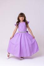 Vestido Infantil Lilás de Formatura Longo para Dama de Honra Luxo para Festas