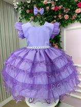 Vestido Infantil Lilás Glitter Festa Luxo - Confeccionado em Poliéster