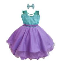 Vestido Infantil Lilás Sereia Ariel Festa Aniversário Luxo