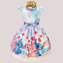 Vestido Infantil Lilo e Stich Casual Meninas Aniversário Temático
