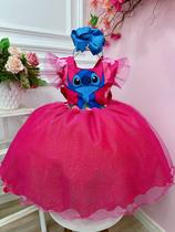Vestido Infantil Lilo e Stitch Pink Com Glitter Festas Vestido Infantil Lilo e Stitch Pink Com Glitter Festas