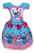 Vestido Infantil Lilo Stitch Junina Xadrez Arraia São João Vestido Infantil Lilo Stitch Junina Xadrez Arraia São João