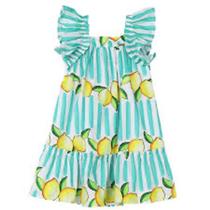 Vestido infantil limão listrado fundo verde algodão tam:4