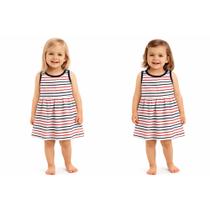 Vestido Infantil Listrado Verão Menina Algodão Confortável Casual Tamanho 2T