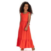 Vestido Infantil Longo Amada em viscose vibrante e romantico TAMANHO:6COR:LARANJA