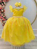 Vestido Infantil Longo Amarelo Daminhas de Honra com Glitter