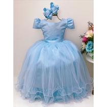 Vestido Infantil Longo Azul Bebê Claro Serenity Cinderela Formatura Casamento Festa Dama Florista Daminha Rodado Menina