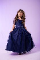 Vestido Infantil Longo Azul Petróleo