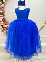 Vestido Infantil Longo Azul Royal Daminhas Festas Luxo Festa Vestido Infantil Longo Azul Royal Daminhas Festas Luxo Festa