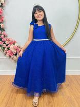 Vestido Infantil Longo Azul Royal Luxo Daminhas Formaturas Festas