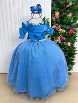 Vestido Infantil Longo Azul Serenity para Formatura com Tule Glitter para Festa Vestido Infantil Longo Azul Serenity para Formatura com Tule Glitter para Festa