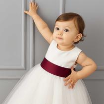 Vestido Infantil Longo Branco Faixa MARSALA REF4072