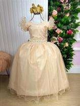 Vestido Infantil Longo Festa Luxo Dourado Amanda - Confeccionado em Poliéster