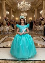 Vestido Infantil Longo Festa Luxo Verde Tiffany Amanda