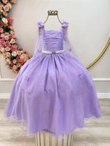 Vestido Infantil Longo Lilás com Aplique de Borboletas para Festas e Daminhas de Luxo Vestido Infantil Longo Lilás com Aplique de Borboletas para Festas e Daminhas de Luxo