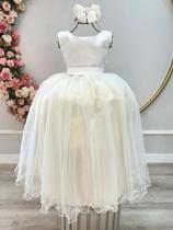 Vestido Infantil Longo Off White Daminhas Festas Luxo