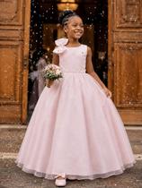 Vestido Infantil Longo Pêssego Luxo Daminhas Formaturas florista noivinha Vestido Infantil Longo Pêssego Luxo Daminhas Formaturas florista noivinha