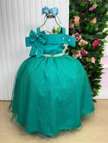Vestido Infantil Longo Verde para Formatura com Tule e Glitter para Festa Vestido Infantil Longo Verde para Formatura com Tule e Glitter para Festa