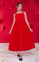 Vestido Infantil Longo Vermelho Juvenil Menina Modinha Blogueirinha Natal E Ano Novo
