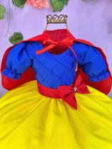 Vestido Infantil Luxo Branca de Neve com Capa para Festas