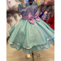 Vestido Infantil Luxo de Festa Fantasia Princesa Sereia Ariel