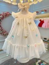 Vestido Infantil Luxo Marfim Jardim Encantado