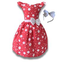 Vestido Infantil Luxo Menina Vermelho C/ Tule Poá Branco Festa Vestido Infantil Luxo Menina Vermelho C/ Tule Poá Branco Festa