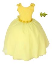 Vestido Infantil Luxo Meninas Liso Daminha Formal Com Tiara