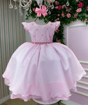 Vestido Infantil Luxo Rosa Bebe Menina