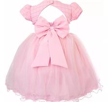 Vestido Infantil Luxo Rosa Princesa Realeza Festa 1 A 3 Anos