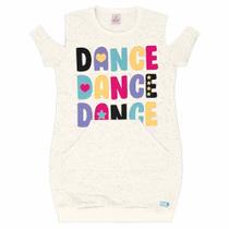 Vestido infantil m/c abrange dance ombro vazado moletom batonê sem felpa