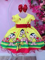 Vestido Infantil Mag Amarelo Laços Strass LUXO