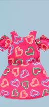 Vestido Infantil Malha Estampa Coração