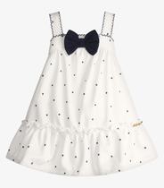 Vestido Infantil Malha Tech Poá Trick Nick Bege