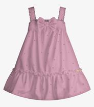 Vestido Infantil Malha Tech Poá Trick Nick Rosa