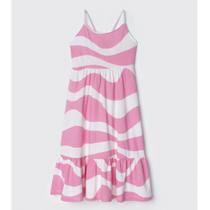 Vestido Infantil Manga Alcinha Rosa Ondas Hering