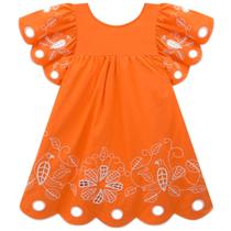 Vestido Infantil Manga ampla Bordado Laranja 6000111 Nanai