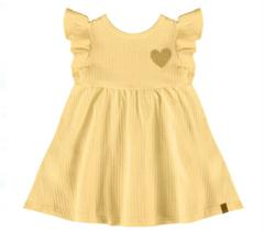 Vestido Infantil Manga Babado Em Malha Texturizada Malwee Kids Amarelo G
