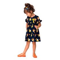 Vestido infantil manga babado estampa girafa kyly ref: 111126 1/3 Vestido infantil manga babado estampa girafa kyly ref: 111126 1/3