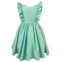 Vestido Infantil Manga Borboleta Com Babado Festivo Cores Variadas