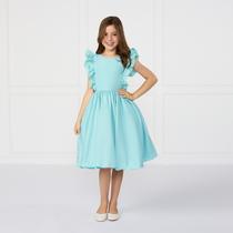 Vestido Infantil Manga Borboleta Com Babado Verde Rodado Luxo