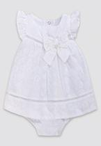 Vestido Infantil Manga Curta Branco Laço Anjos Baby