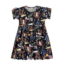 Vestido Infantil Manga Curta Dance Preto Alakazoo