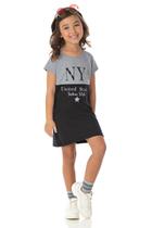 Vestido infantil manga curta estampado - bicho bagunça