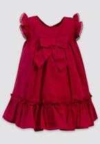 Vestido Infantil Manga Curta Laço Vermelho Anjos Baby