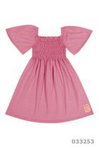 Vestido infantil manga curta pink flúor- Quimby